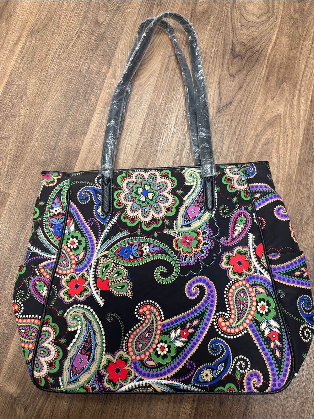 Vera Bradley Kiev Paisley Black Tote with Multicolor Paisley & Floral Print